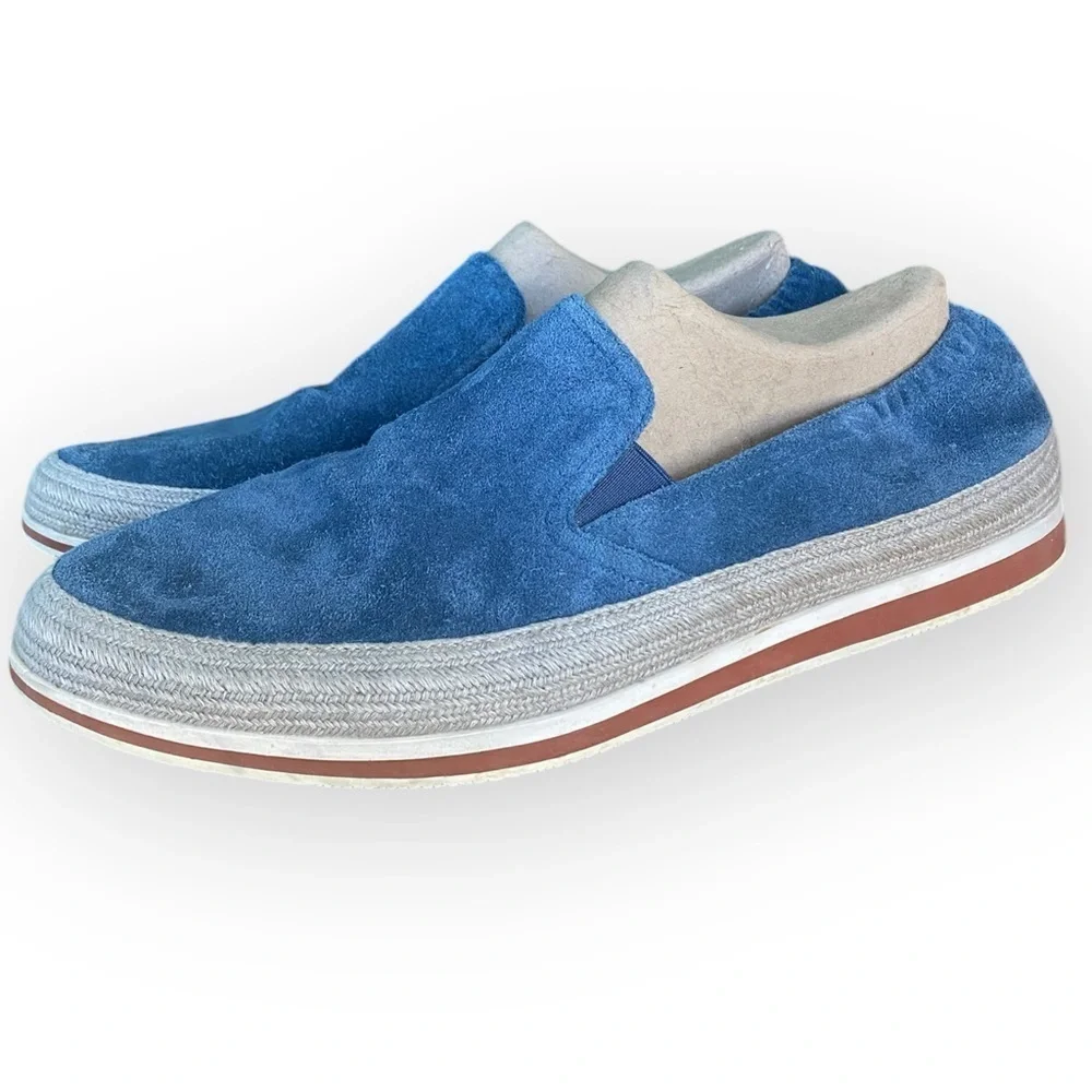 P4 Prada Sport Blue Suede Linea Rossa Espadrille Loafers‎